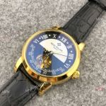 Best Copy Patek Philippe Tourbillon Black Leather Gold Case Watch